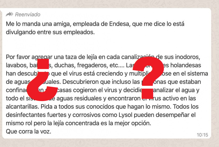 Echar lejía por el inodoro para evitar la expansión del coronavirus no sirve de nada Echar lejía por el inodoro para evitar la expansión del coronavirus no sirve de nada