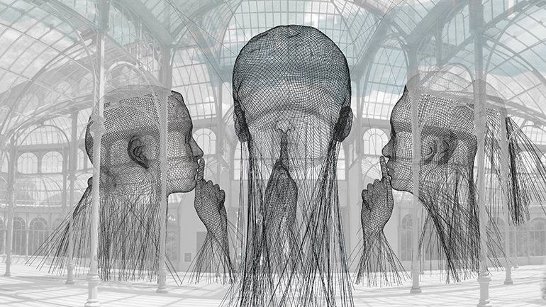 Cabezas de Invisibles en el Palacio de Cristal de Madrid (Jaume Plensa, Invisibles. VEGAP, Madrid, 2018) Cabezas de Invisibles en el Palacio de Cristal de Madrid (Jaume Plensa, Invisibles. VEGAP, Madrid, 2018)
