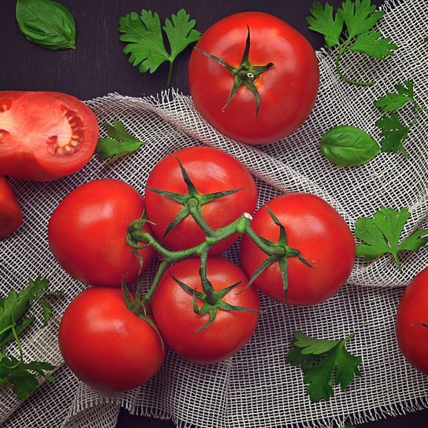 bigstock Red Tomato And Basil On A Dar 358919953