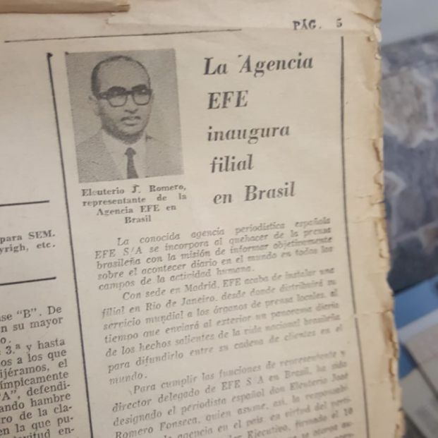 Noticia en la prensa española sobre la creación de la delegación española de EFE en Brasil. Noticia en la prensa española sobre la creación de la delegación española de EFE en Brasil.