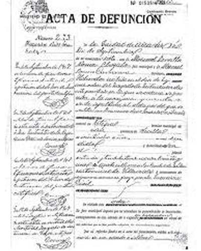 Registro civil de Badajoz. Acta de defunción Registro civil de Badajoz. Acta de defunción