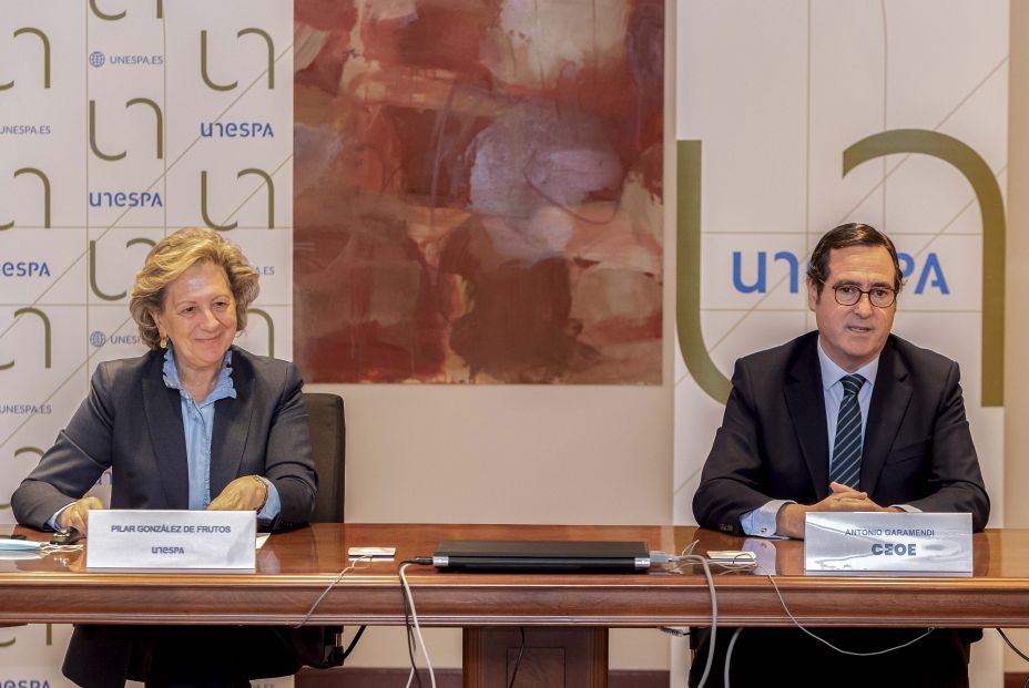 Pilar Gonzalez de Frutos, presidenta de UNESPA, Antonio Garamendi, presidente de CEOE IES2019 02 Pilar Gonzalez de Frutos, presidenta de UNESPA, Antonio Garamendi, presidente de CEOE IES2019 02