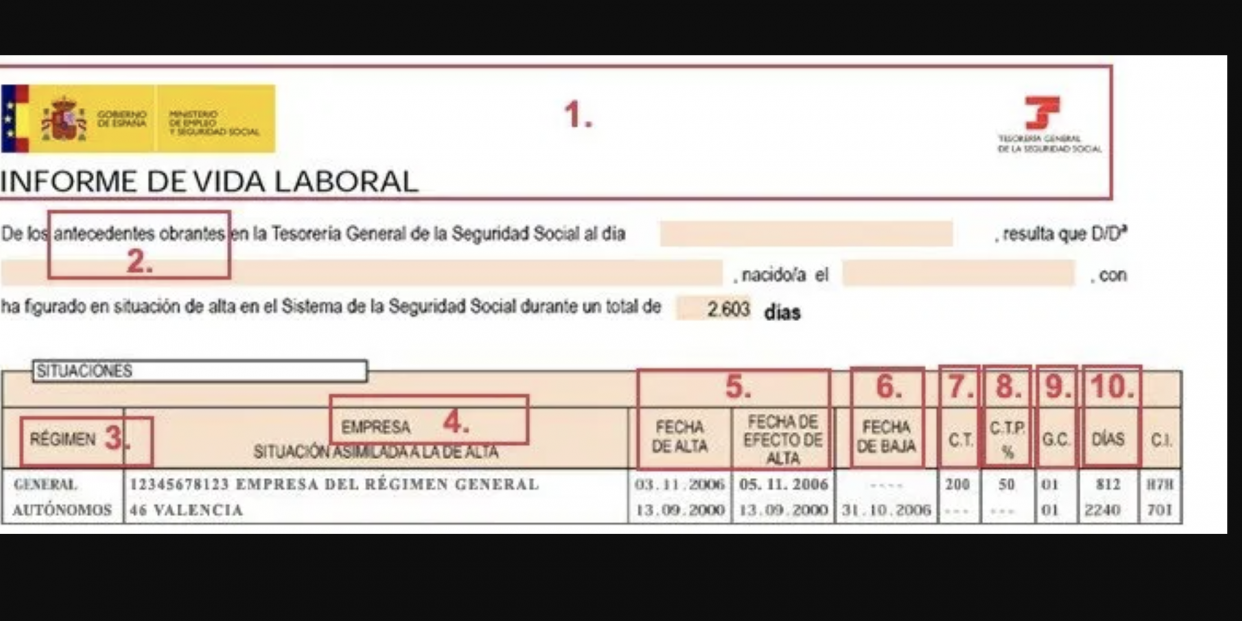 Informe vida laboral (foto-Seguridad Social) Informe vida laboral (foto-Seguridad Social)