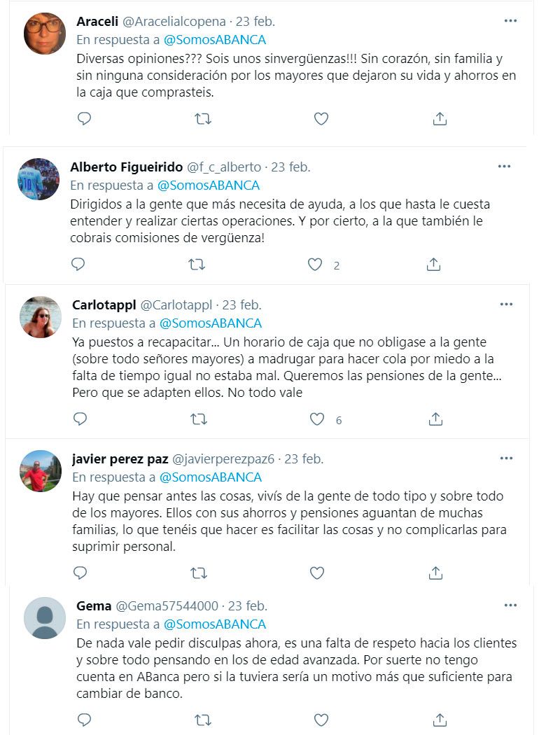 enfado clientes abanca trato entidad personas mayores