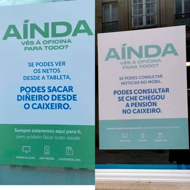 Abanca retira una campaña edadista que pedía a los mayores dejar de acudir a las oficinas Abanca retira una campaña edadista que pedía a los mayores dejar de acudir a las oficinas