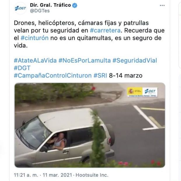 Tuit DGT campaña de vigilancia elementos de protección (8-14 de marzo) Tuit DGT campaña de vigilancia elementos de protección (8-14 de marzo)