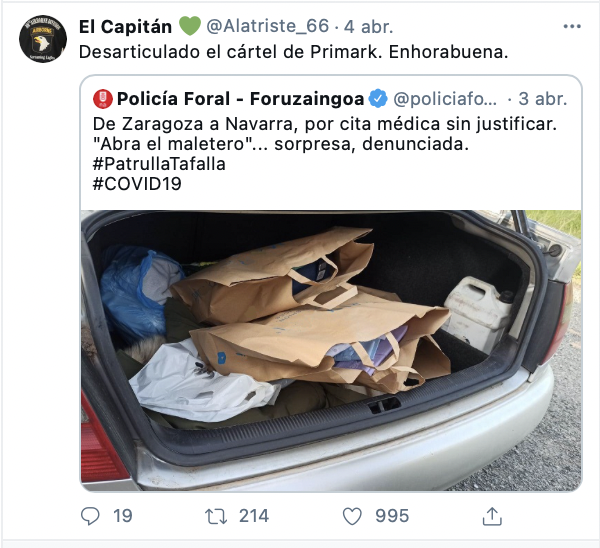 Tuit sobre el "cártel de Primark"