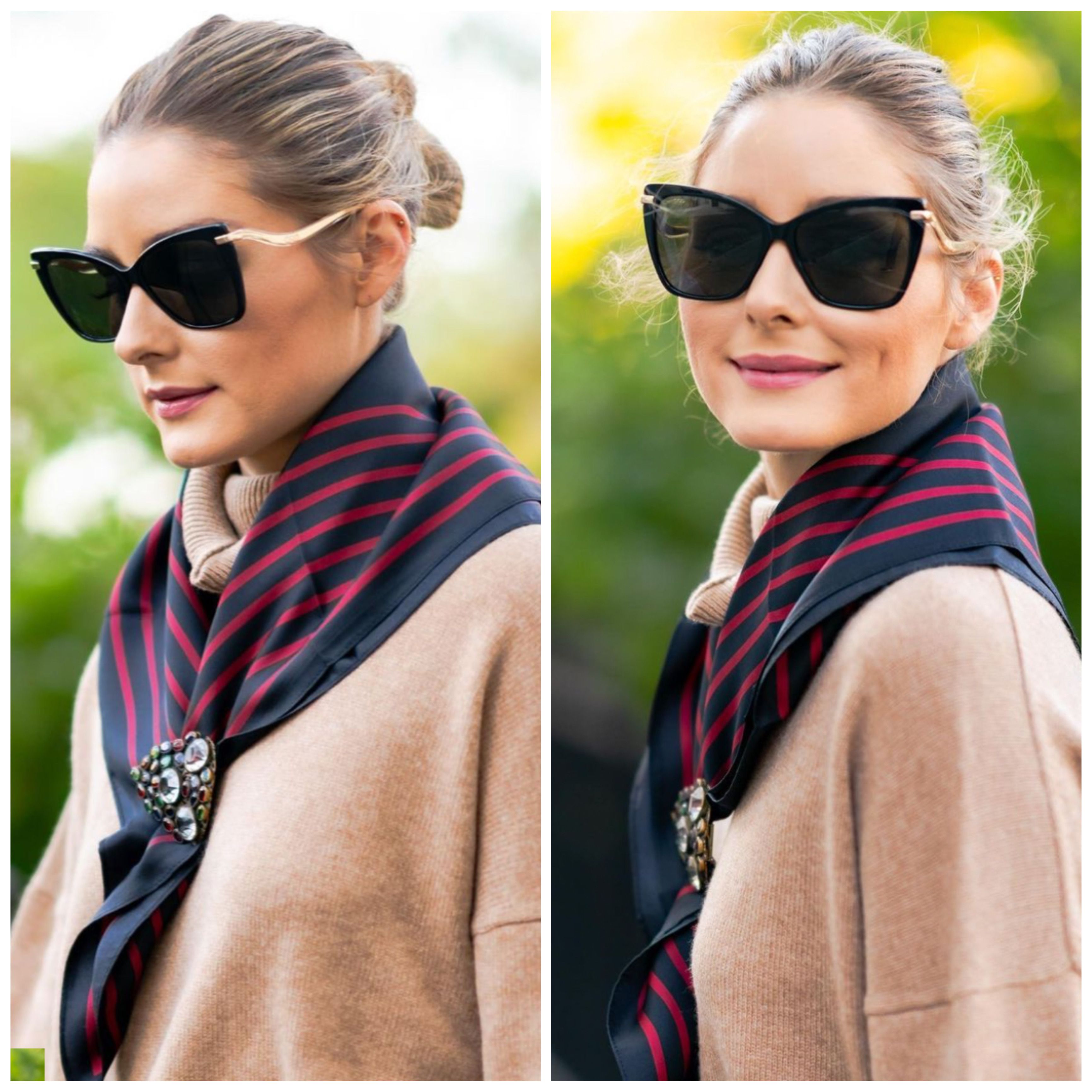 Olivia Palermo con un pañuelo de seda al cuello en Instagram Olivia Palermo con un pañuelo de seda al cuello en Instagram