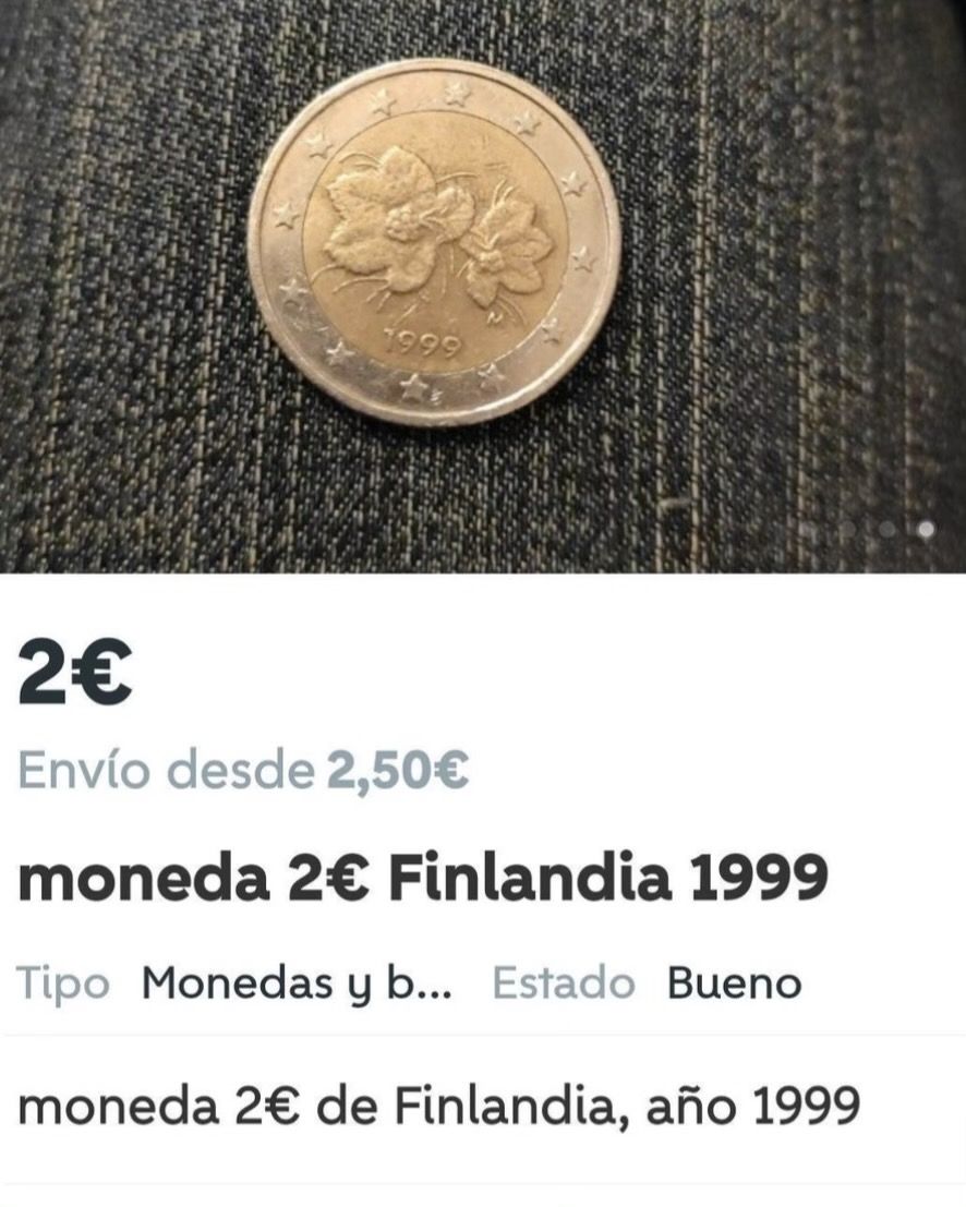 Moneda de 2 euros de Finlandia 1999 en Wallapop (Foto: Wallapuff)