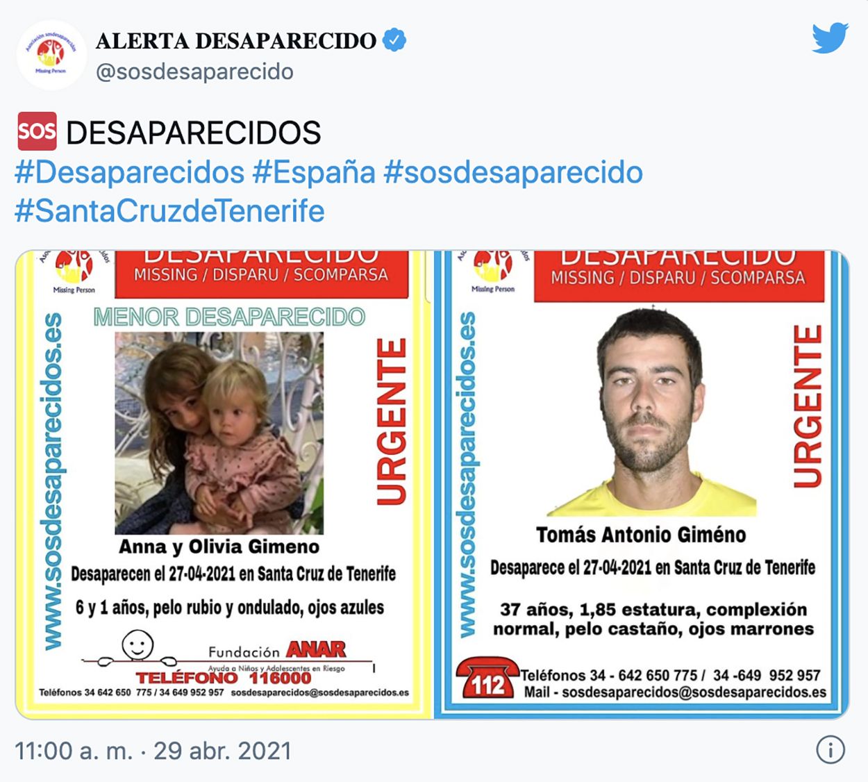 Dictan orden de búsqueda internacional para padre e hijas desaparecidos en Tenerife Dictan orden de búsqueda internacional para padre e hijas desaparecidos en Tenerife
