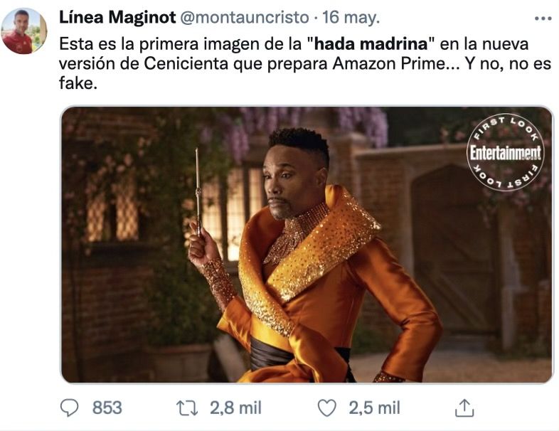 Tuit criticando al nuevo hada madrina sin género de Porter Tuit criticando al nuevo hada madrina sin género de Porter