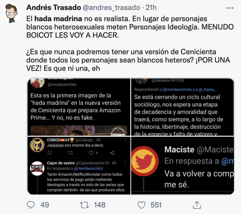 Tuit en contra de la nueva hada madrina de Amazon Prime Tuit en contra de la nueva hada madrina de Amazon Prime