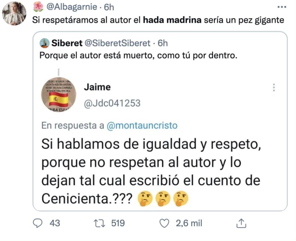 Tuit a favor de Porter interpretando al hada madrina Tuit a favor de Porter interpretando al hada madrina