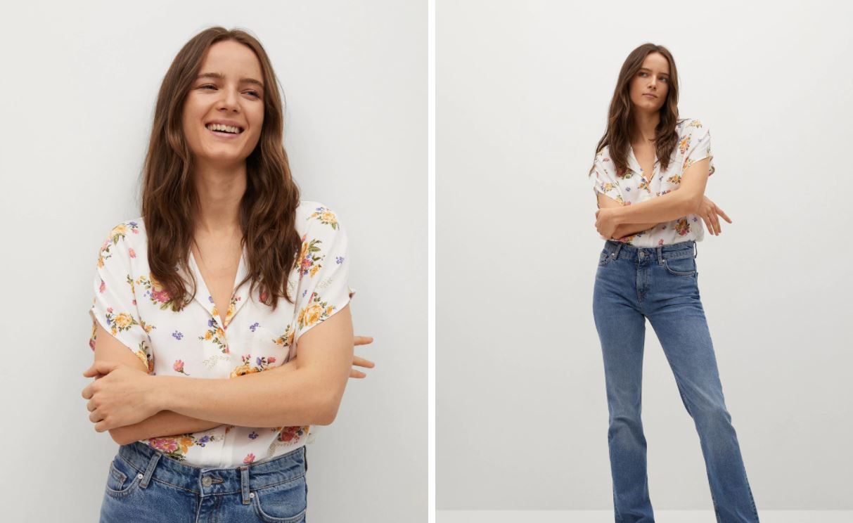 Camisa corta estampada Mango Camisa corta estampada Mango