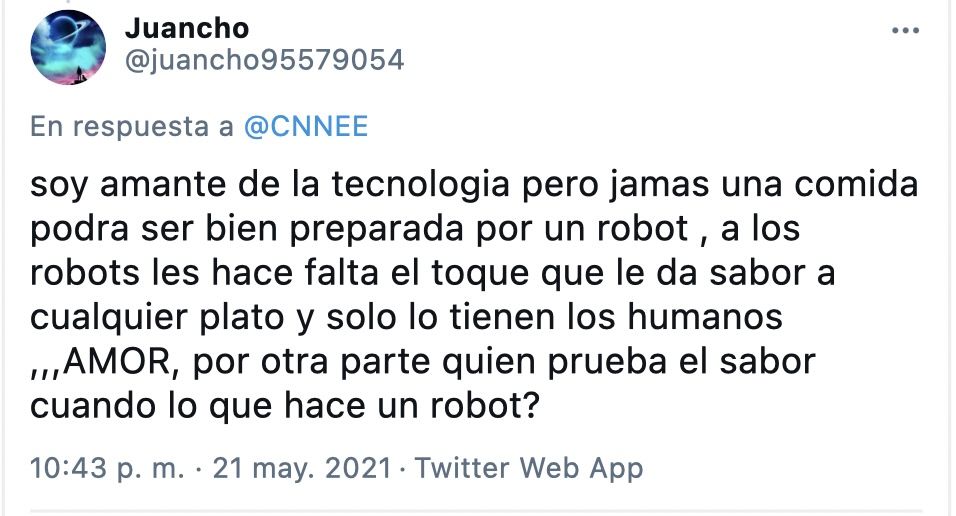 Tuit criticando al robot paellero Tuit criticando al robot paellero