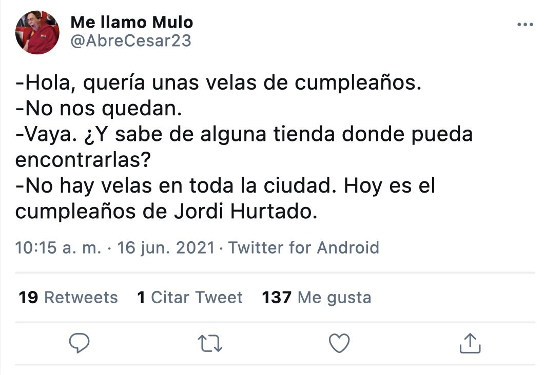 Bromean en Twitter sobre los años que cumpleJordi Hurtado Bromean en Twitter sobre los años que cumpleJordi Hurtado