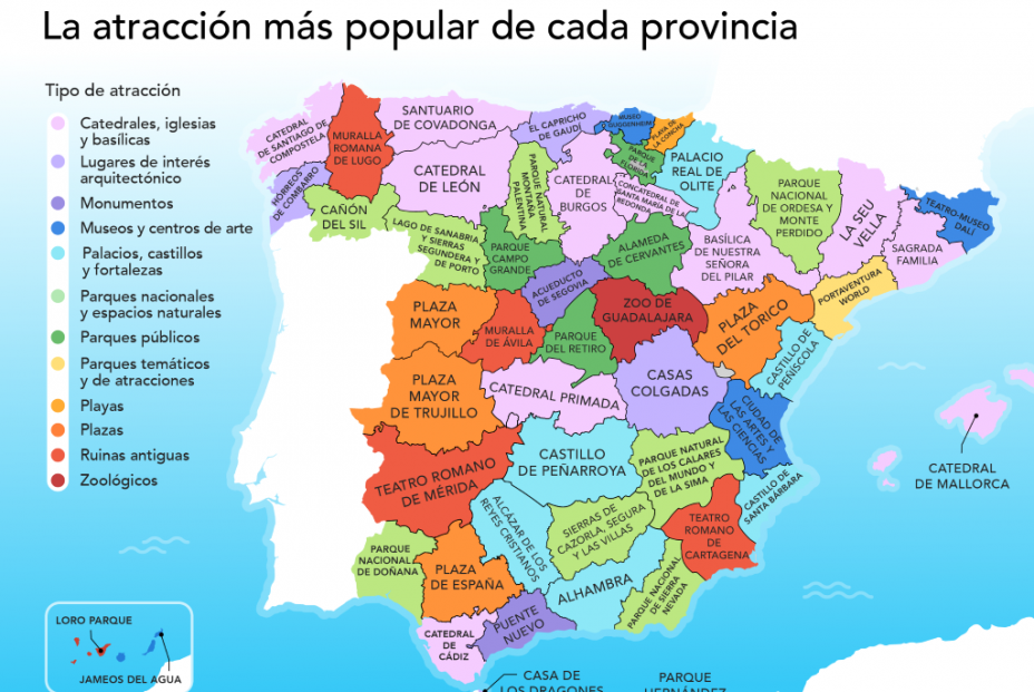 Este mapa muestra cuál es la atracción turística más popular en cada provincia: ¿Cuántas conoces? Este mapa muestra cuál es la atracción turística más popular en cada provincia: ¿Cuántas conoces?