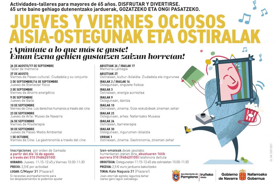 'Jueves y viernes ociosos', un programa de ocio para mayores de 65 años en Pamplona 'Jueves y viernes ociosos', un programa de ocio para mayores de 65 años en Pamplona