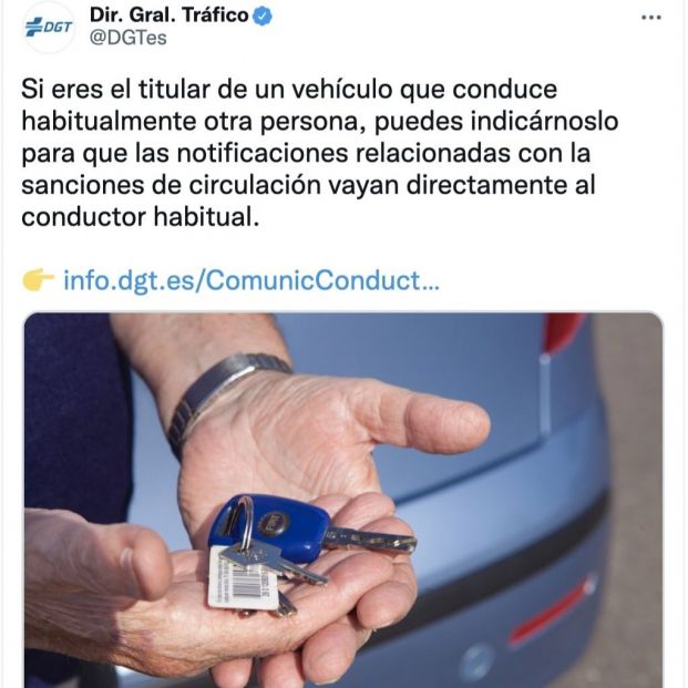 ¿Sueles dejar tu coche a otra persona? La DGT advierte que hagas esto (Foto: Twitter DGT)