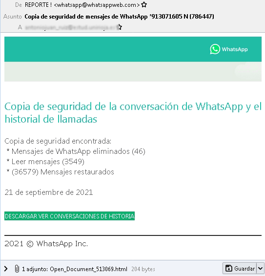 email whatsapp fraude (Imagen-OSI) email whatsapp fraude (Imagen-OSI)