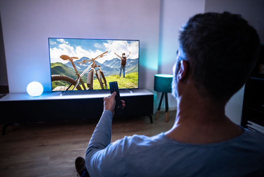 bigstock Man Watching Live Tv In Room421159061