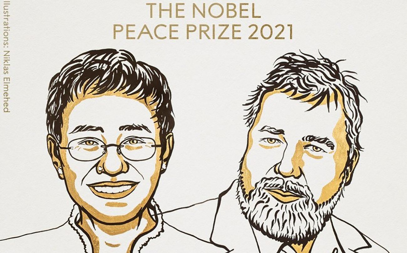 Los periodistas Maria Ressa y Dimitri Muratov, Premio Nobel de la Paz 2021